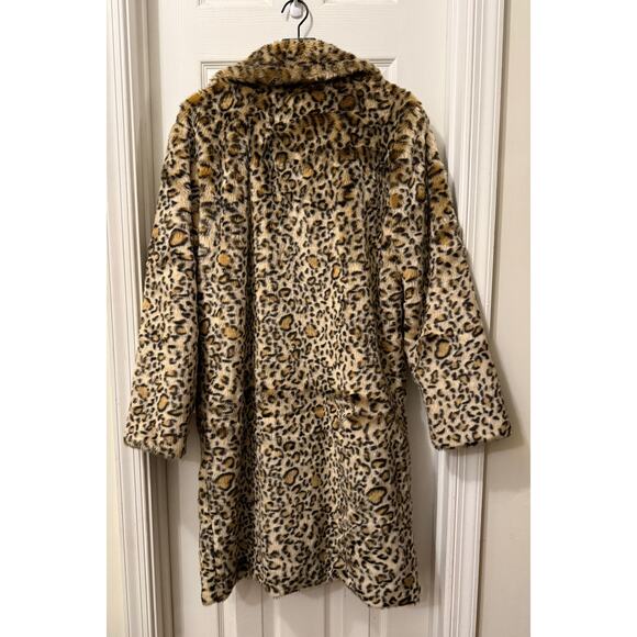 Lost+Wander Long Leopard Faux Fur Coat Women L Large - Picture 2 of 7